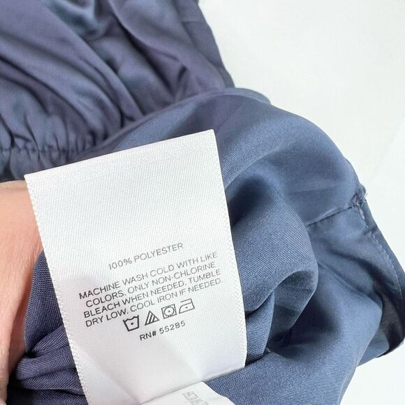 Express Wrap Dress Women's Medium Blue Balloon Sleeve Ruffle V-Neck Pleated NWT - Picture 10 of 12